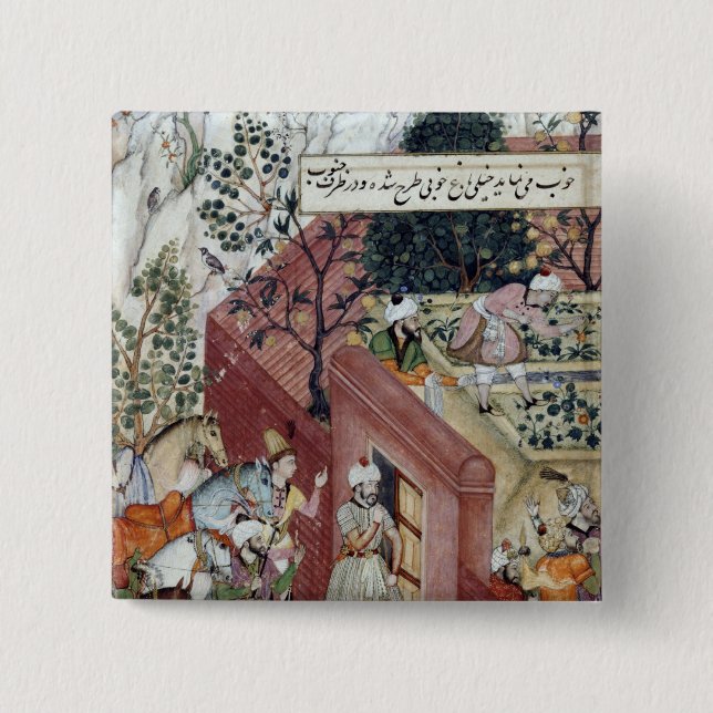 Bóton Quadrado 5.08cm O imperador Babur de Mughal (Frente)