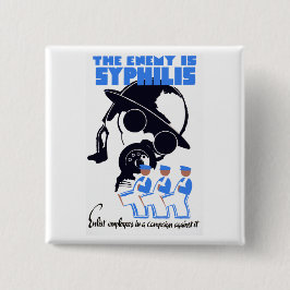 Bóton Quadrado 5.08cm O Inimigo É Sífilo