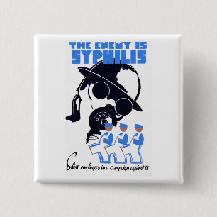 Bóton Quadrado 5.08cm O Inimigo É Sífilo