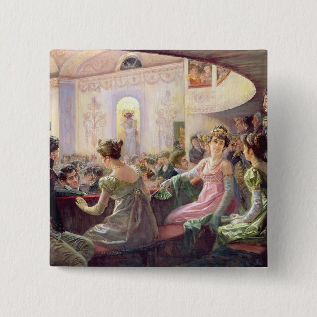 Bóton Quadrado 5.08cm O intervalo no teatro (Frente)