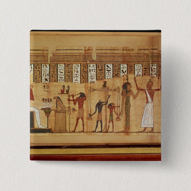 Bóton Quadrado 5.08cm O julgamento de Osiris, detalhe (Frente)