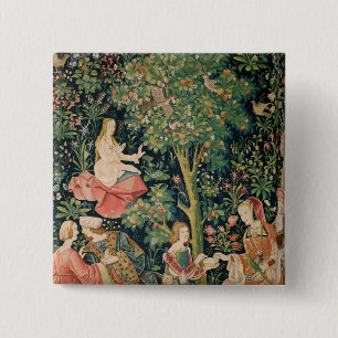 Bóton Quadrado 5.08cm O La Vie Seigneuriale: Cena Galante, c.1500