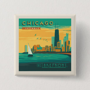 Bóton Quadrado 5.08cm O Lakefront Chicago, Illinois
