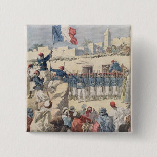 Bóton Quadrado 5.08cm O levantamento da bandeira francesa em Timbuktu