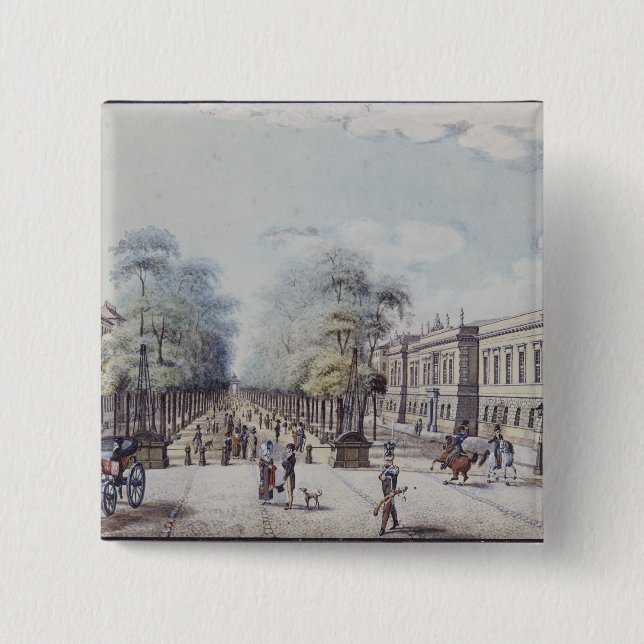 Bóton Quadrado 5.08cm O Linden com a academia, Berlim (Frente)