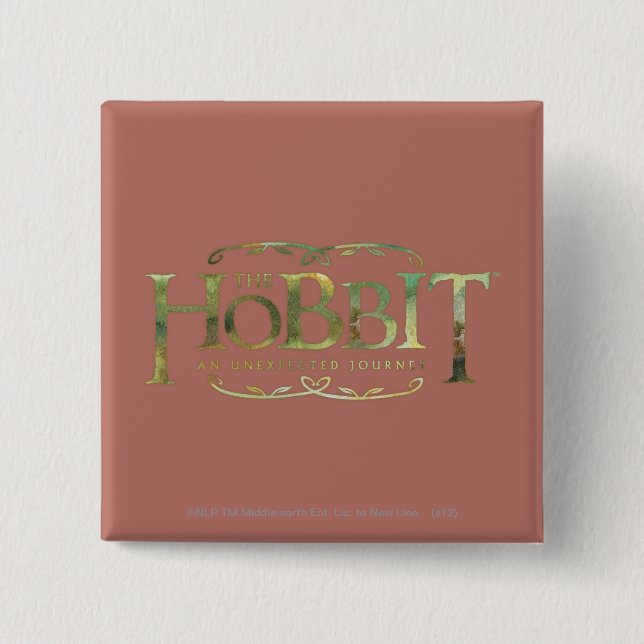 Bóton Quadrado 5.08cm O logotipo de hobbit é verde (Frente)