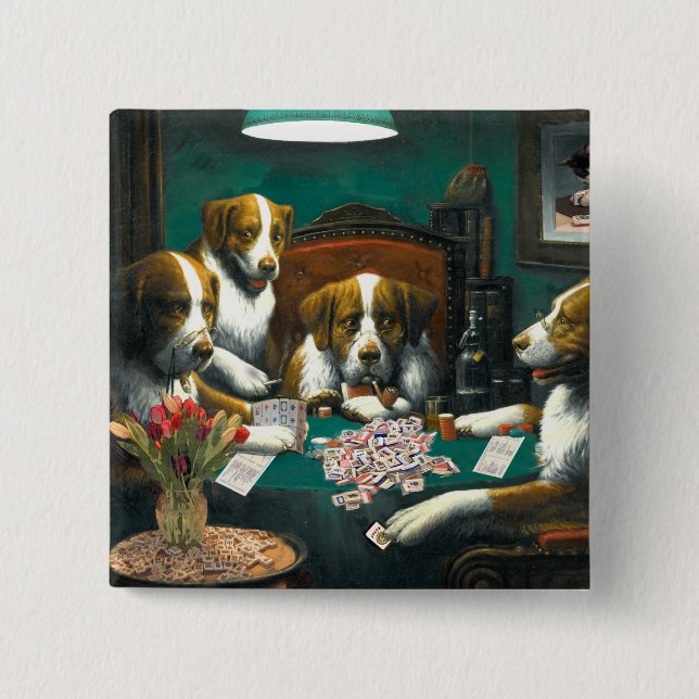 Bóton Quadrado 5.08cm O Mah Jongg persegue o Pin (Frente)