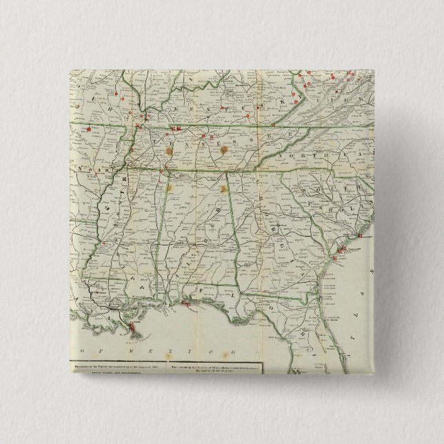 Bóton Quadrado 5.08cm O Mapa da Guerra Histórica (Frente)