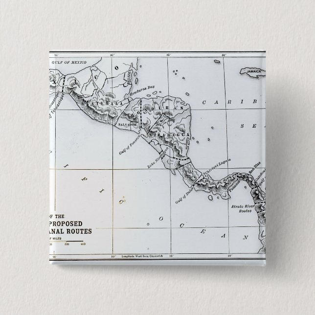 Bóton Quadrado 5.08cm O mapa props rotas Isthmian do canal (Frente)