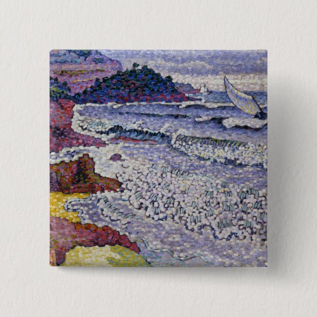 Bóton Quadrado 5.08cm O mar picado, 1902-3 (Frente)