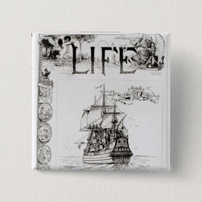 Bóton Quadrado 5.08cm O Mayflower, capa 'de Life (Frente)