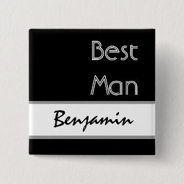 Bóton Quadrado 5.08cm O melhor homem - botão moderno preto e branco do