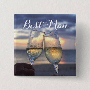 Bóton Quadrado 5.08cm O Melhor Homem Quadrado Do Sol Nos Botões De Casam