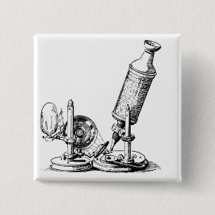 Bóton Quadrado 5.08cm O microscópio de Robert Hooke