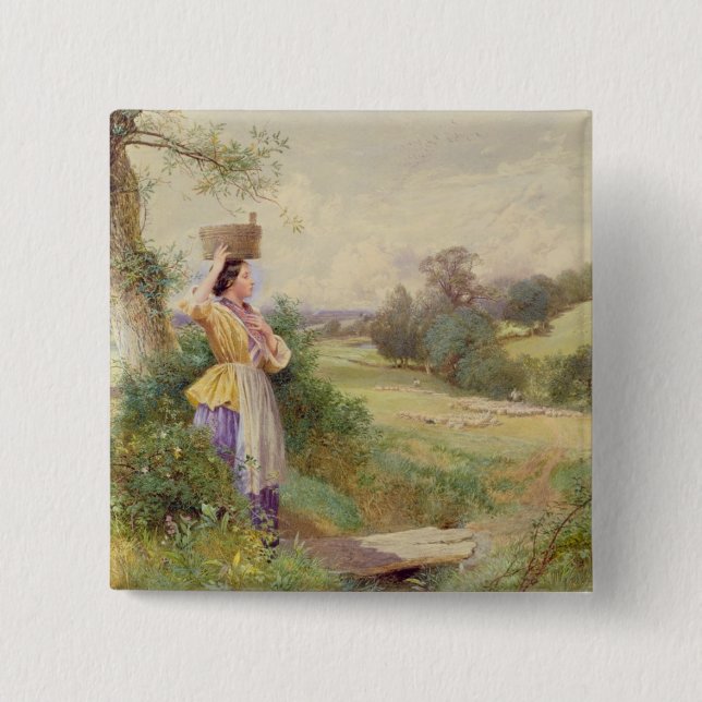 Bóton Quadrado 5.08cm O Milkmaid, 1860 (Frente)