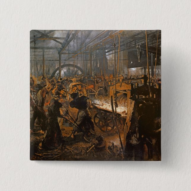 Bóton Quadrado 5.08cm O moinho do Ferro-Rolamento, 1875 (Frente)