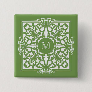 Bóton Quadrado 5.08cm O MONOGRAMA em quadro decorativo botão personaliza