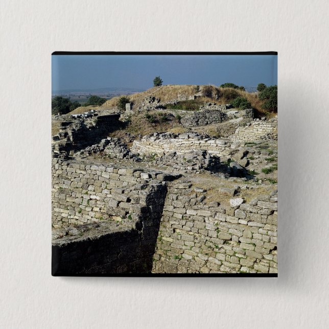 Bóton Quadrado 5.08cm O monte de Hissarlik, o local de (Frente)
