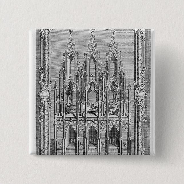 Bóton Quadrado 5.08cm O monumento de Edward II (Frente)