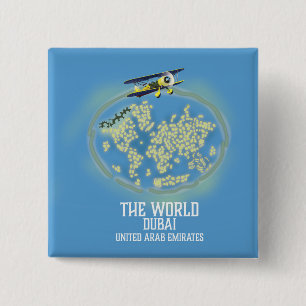 Bóton Quadrado 5.08cm O Mundo Dubai Emirados Árabes Unidos mapa