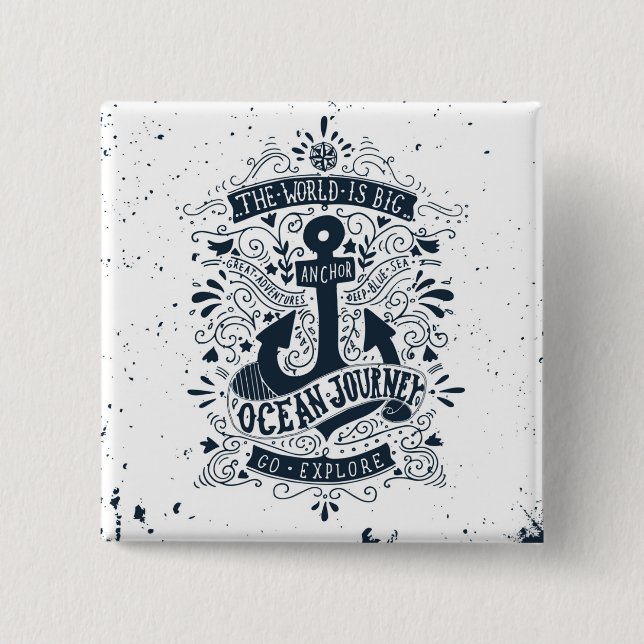 Bóton Quadrado 5.08cm O mundo é grande - vá exploram (Frente)