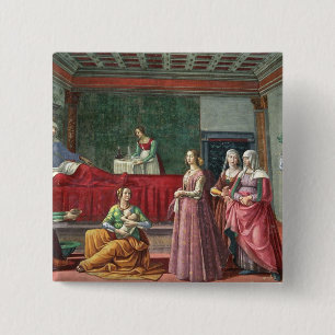 Bóton Quadrado 5.08cm O nascimento de St John o baptista (fresco) (veja