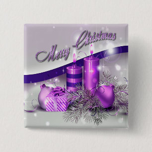 Bóton Quadrado 5.08cm O Natal Candles a faísca roxa