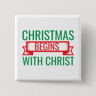 Bóton Quadrado 5.08cm O Natal Começa com Cristo-15523