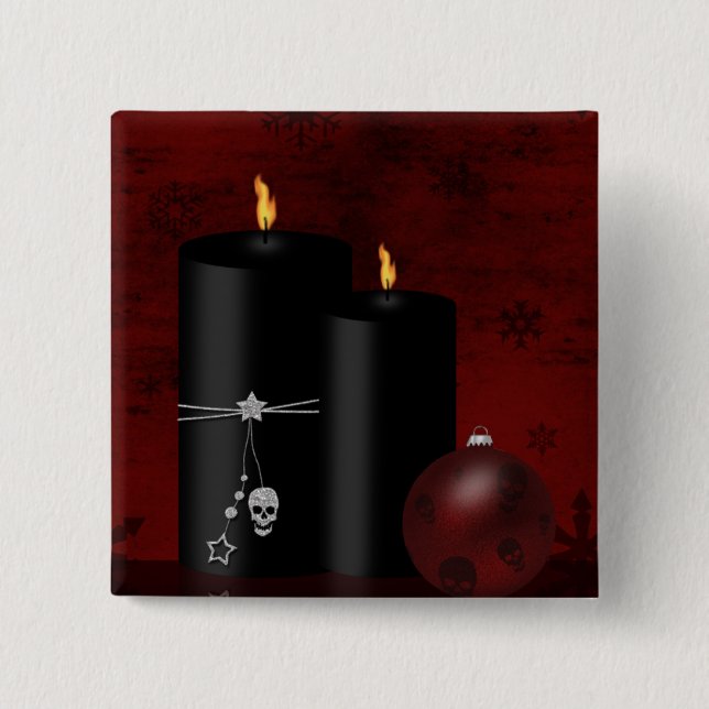 Bóton Quadrado 5.08cm O Natal gótico Candles o ornamento (Frente)