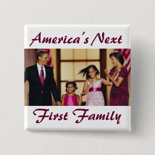 Bóton Quadrado 5.08cm O Obamas: Botão seguinte da família de América 