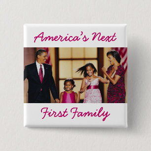 Bóton Quadrado 5.08cm O Obamas: Botão seguinte da família de América 