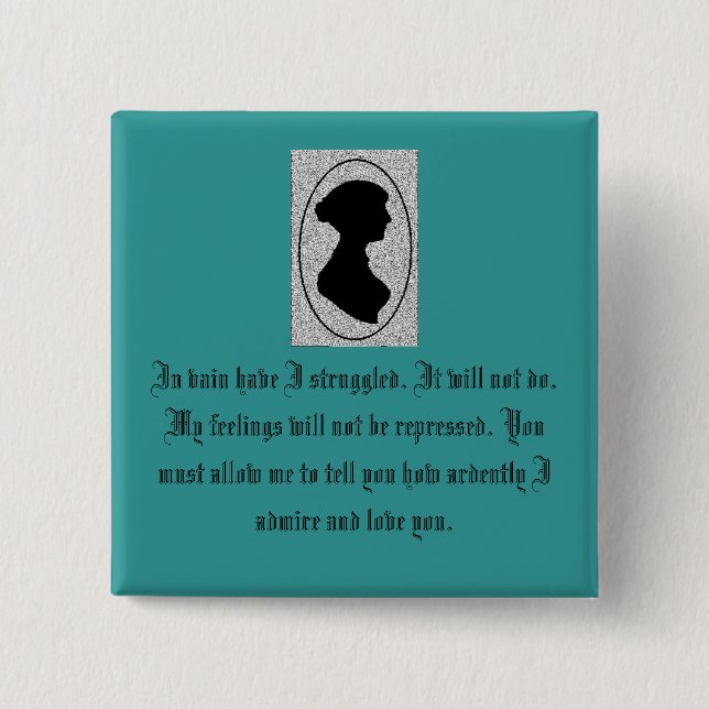 Bóton Quadrado 5.08cm O orgulho de Jane Austen (Frente)