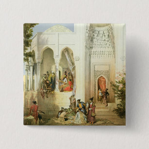 Bóton Quadrado 5.08cm O palácio do Khan de Baku, península de Apsheron