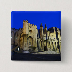 Bóton Quadrado 5.08cm O Palácio do Papa em Avinhão ao pôr do sol. Constr
