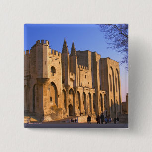 Bóton Quadrado 5.08cm O Palácio do Papa em Avinhão com pessoas