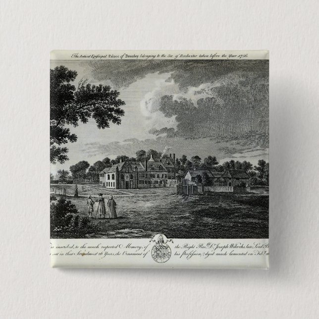 Bóton Quadrado 5.08cm O palácio episcopal antigo de Bromley (Frente)
