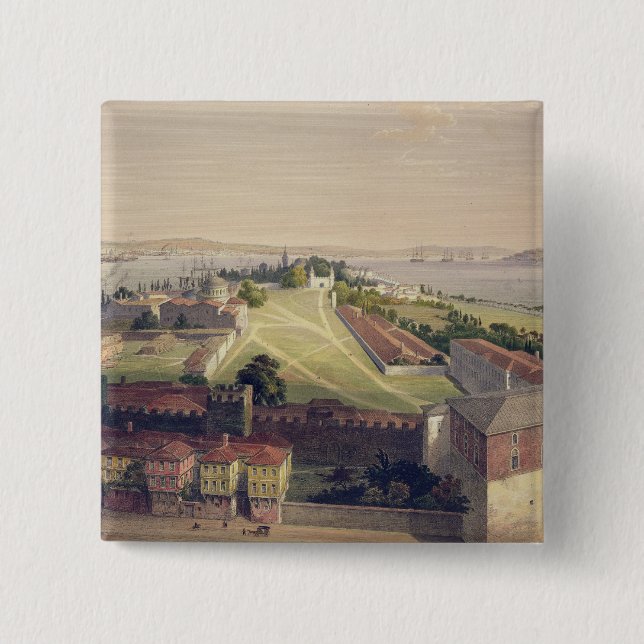 Bóton Quadrado 5.08cm O panorama de Constantinople, chapeia 22 'do Sof (Frente)