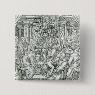 Bóton Quadrado 5.08cm O papa suprimido pelo rei Henry VIII, 1534