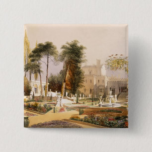 Bóton Quadrado 5.08cm O Parterre nos jardins em Wilton, o assento de