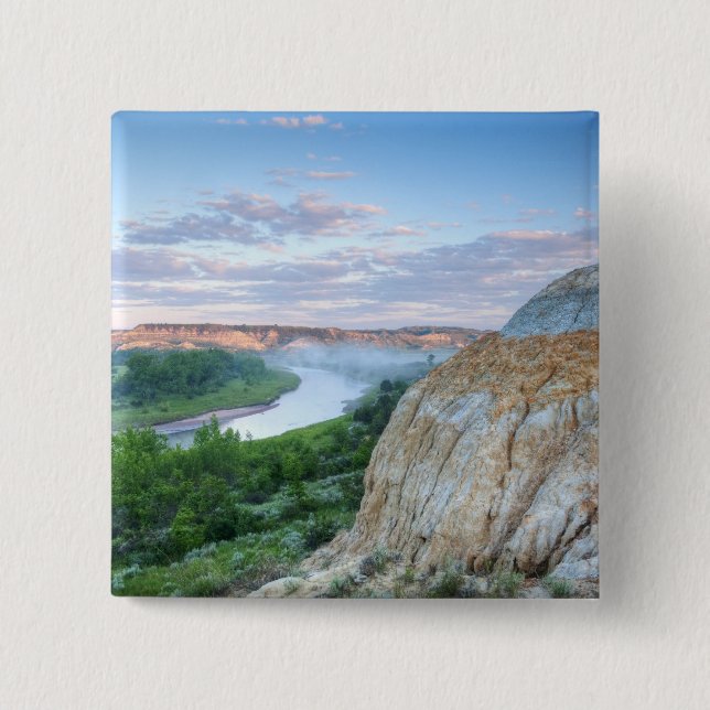 Bóton Quadrado 5.08cm O pequeno rio Missouri no Little (Frente)