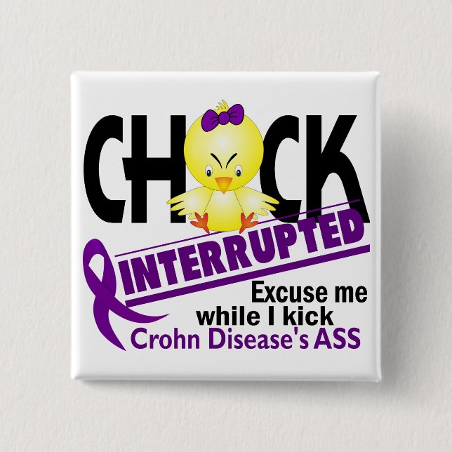Bóton Quadrado 5.08cm O pintinho interrompeu a doença de 2 Crohn (Frente)