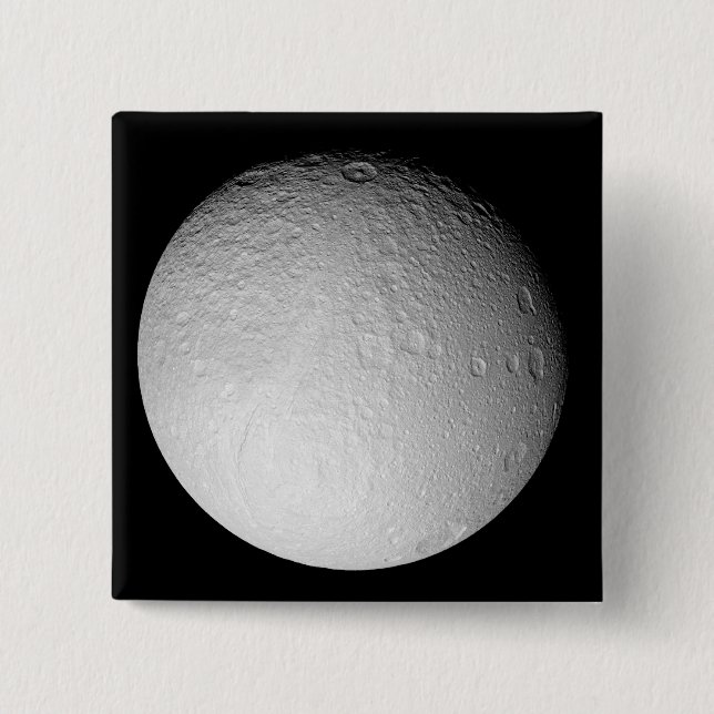 Bóton Quadrado 5.08cm O Polo Sul da Lua de Saturno Tethys (Frente)