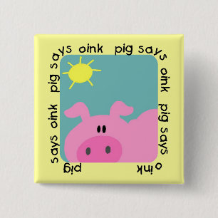 Bóton Quadrado 5.08cm O porco diz Oink t-shirt e presentes