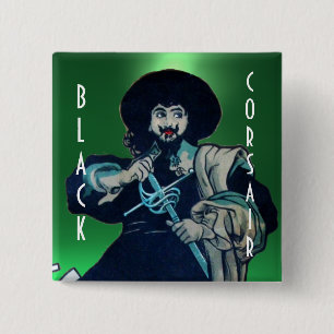 Bóton Quadrado 5.08cm O PRETO CORSAIR gem amarelo