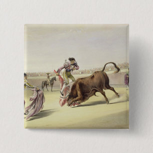 Bóton Quadrado 5.08cm O pulo ou o Salta Tras Cuernos, 1865 (litho da cor