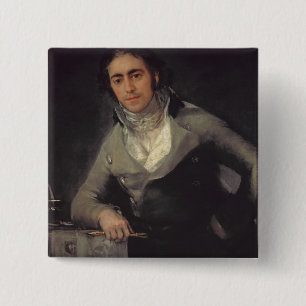Bóton Quadrado 5.08cm O retrato de um homem presumiu ser Don Evaristo