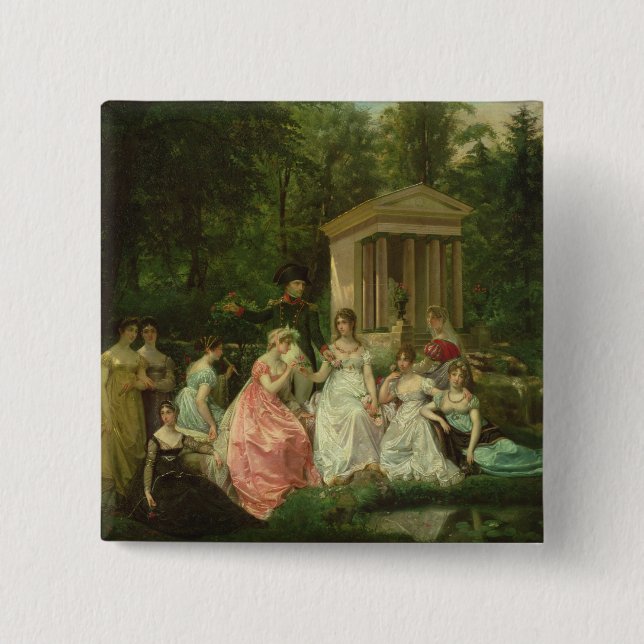 Bóton Quadrado 5.08cm O rosa de Malmaison, c.1867 (Frente)