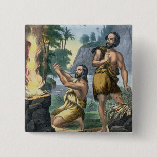 Bóton Quadrado 5.08cm O sacrifício de Cain e de Abel, de um impressão