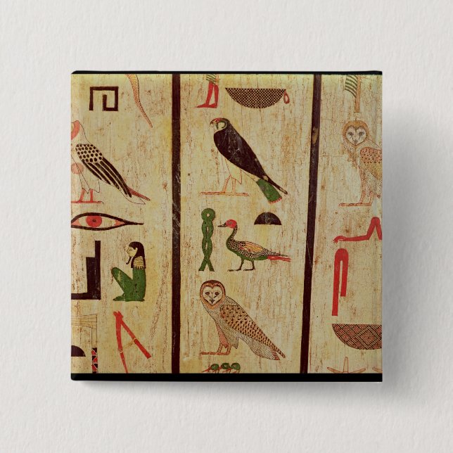 Bóton Quadrado 5.08cm O sarcófago de Psamtik eu (664-610 BC) detalho o (Frente)