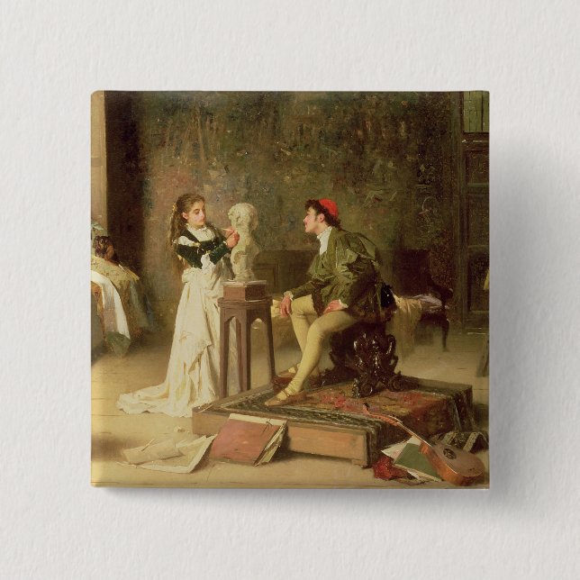 Bóton Quadrado 5.08cm O Sculptress novo (óleo em canvas) (Frente)